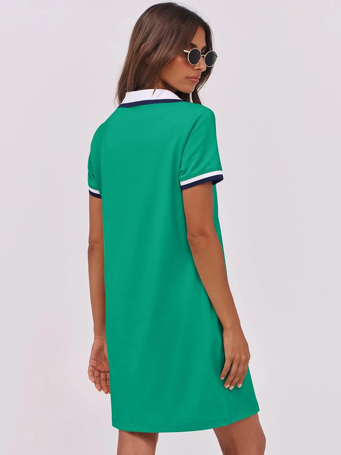 ANRABESS Womens Polo Dresses Short Sleeve V Neck 2025 Casual Summer Tennis Golf Mini Shirt Dress with Pockets