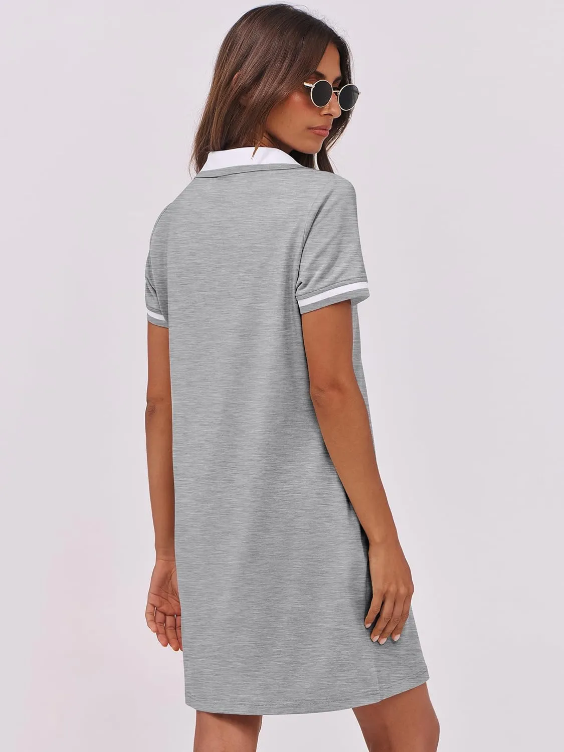ANRABESS Womens Polo Dresses Short Sleeve V Neck 2025 Casual Summer Tennis Golf Mini Shirt Dress with Pockets