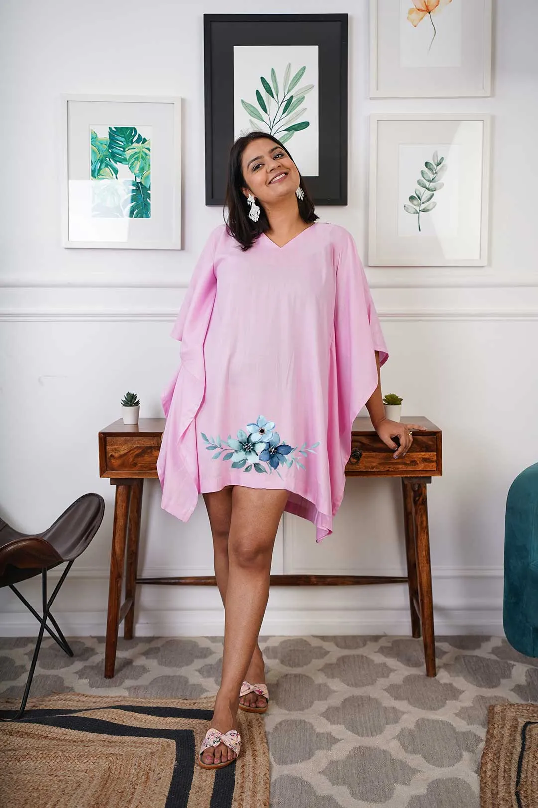 BabyPink Rayon Kaftan - Selective