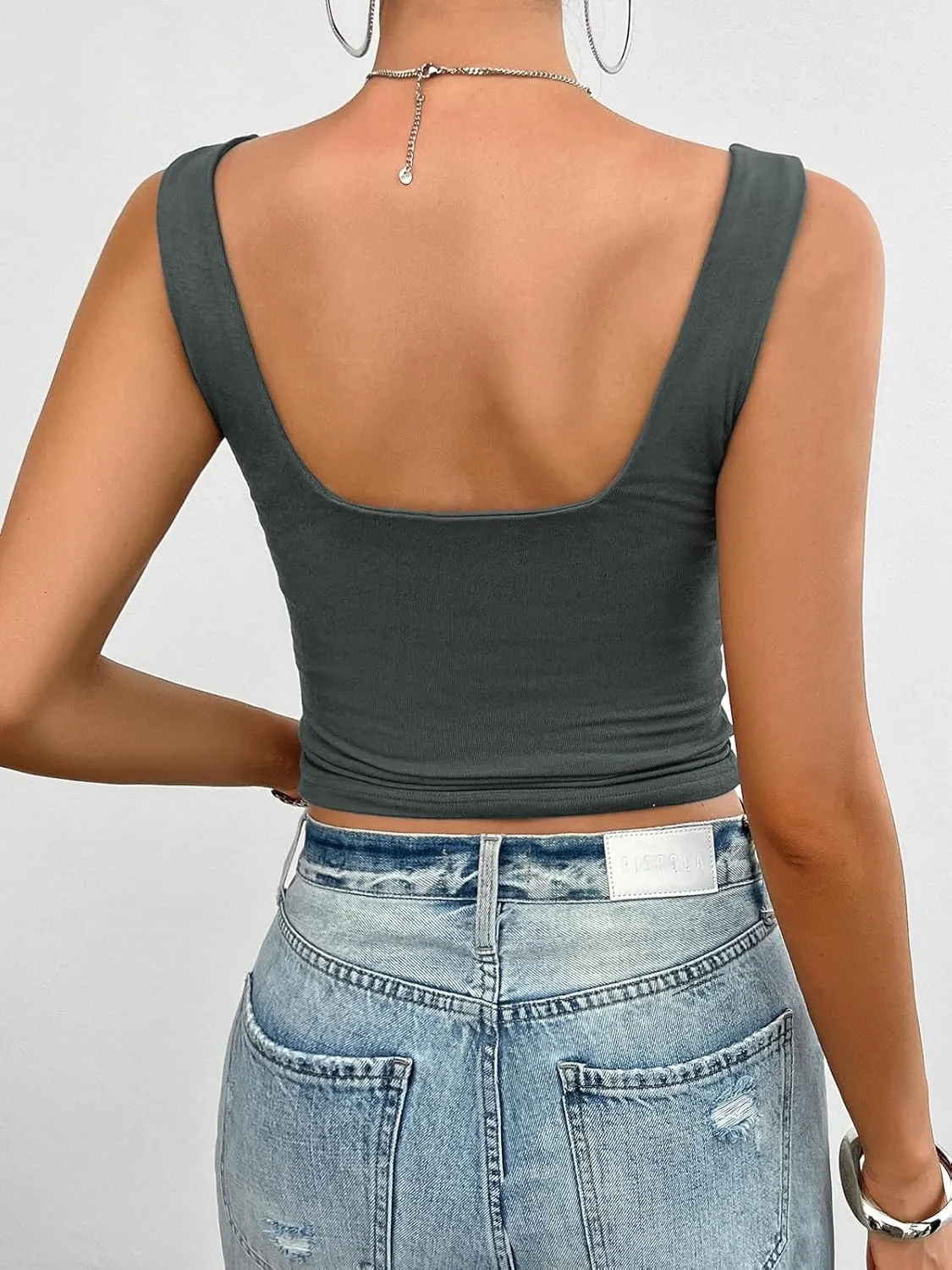DJT Womens Sexy Backless Sleeveless Ruched Tank Tops Going Out Crop Tops Summer Y2K Girls Basic Cute Camis Clothes