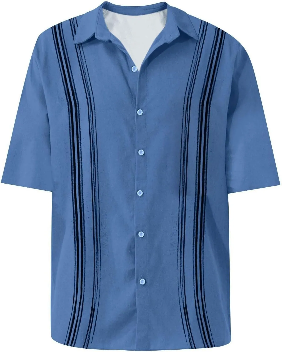 Fashion Hawaiian Short Sleeve Shirts Mens Button Down Beach Plain Floral T-Shirt Spread Collared Textured Travel Tops
