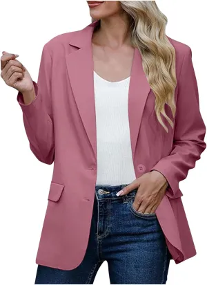Firzero Women Blazer Black Business Casual Fall Office Suits Fashion 2024 Trendy Padded Shoulder Jacket