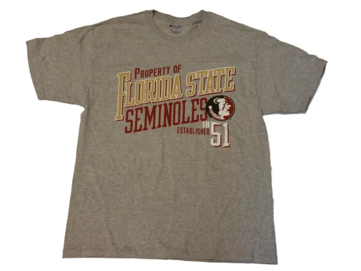 Florida State Seminoles Champion Gray "Property of" SS Crew Neck T-Shirt (L)