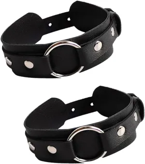 Gothic Leather Arm Band, Adjustable Upper Arm Strap with Metal Ring,Armlet Black