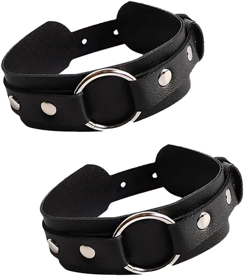 Gothic Leather Arm Band, Adjustable Upper Arm Strap with Metal Ring,Armlet Black