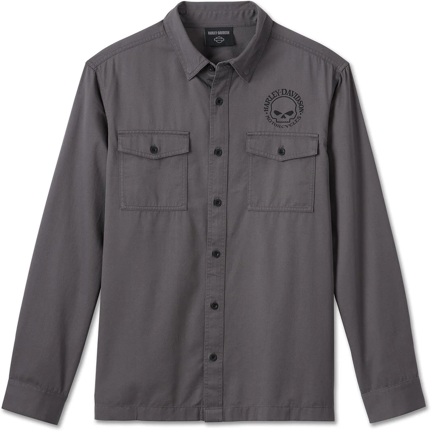 Harley-Davidson Men's Willie G Skull Long Sleeve Shirt, Gray - 99057-24VM