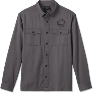 Harley-Davidson Men's Willie G Skull Long Sleeve Shirt, Gray - 99057-24VM