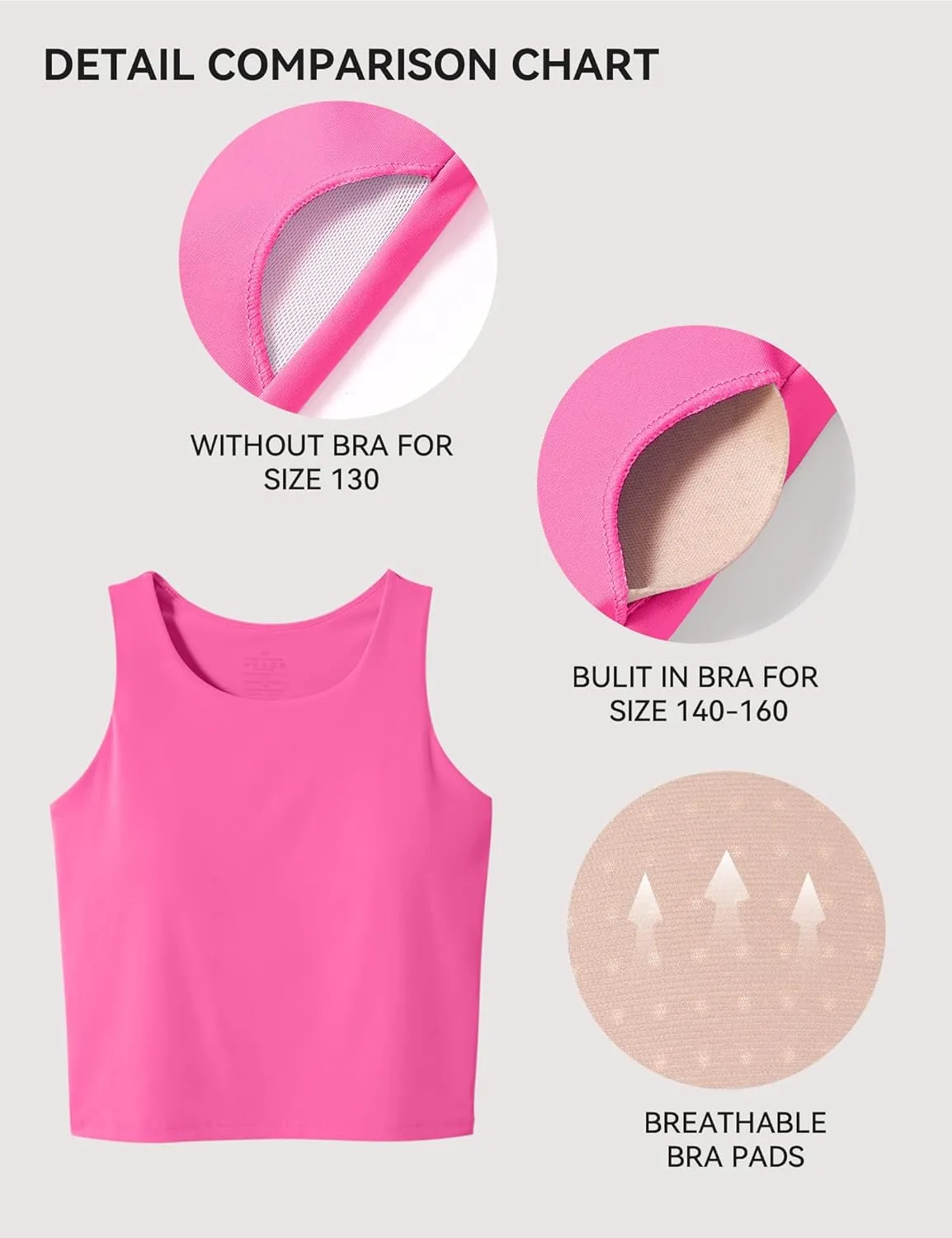JOCMIC Girls Tank Tops Athletic Shirts Double-Lined Racerback Workout Tops High Elasticity for Gymnastics Yoga