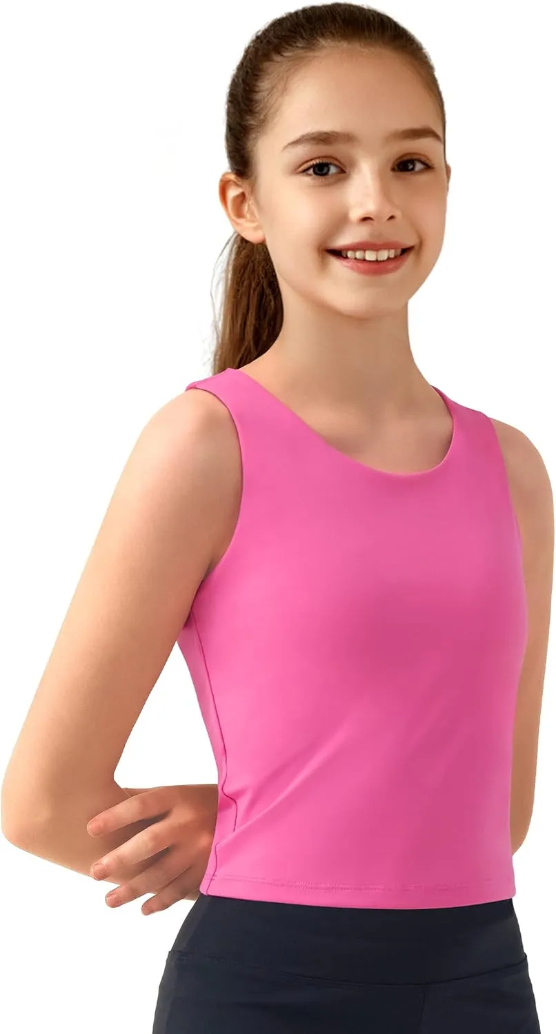 JOCMIC Girls Tank Tops Athletic Shirts Double-Lined Racerback Workout Tops High Elasticity for Gymnastics Yoga