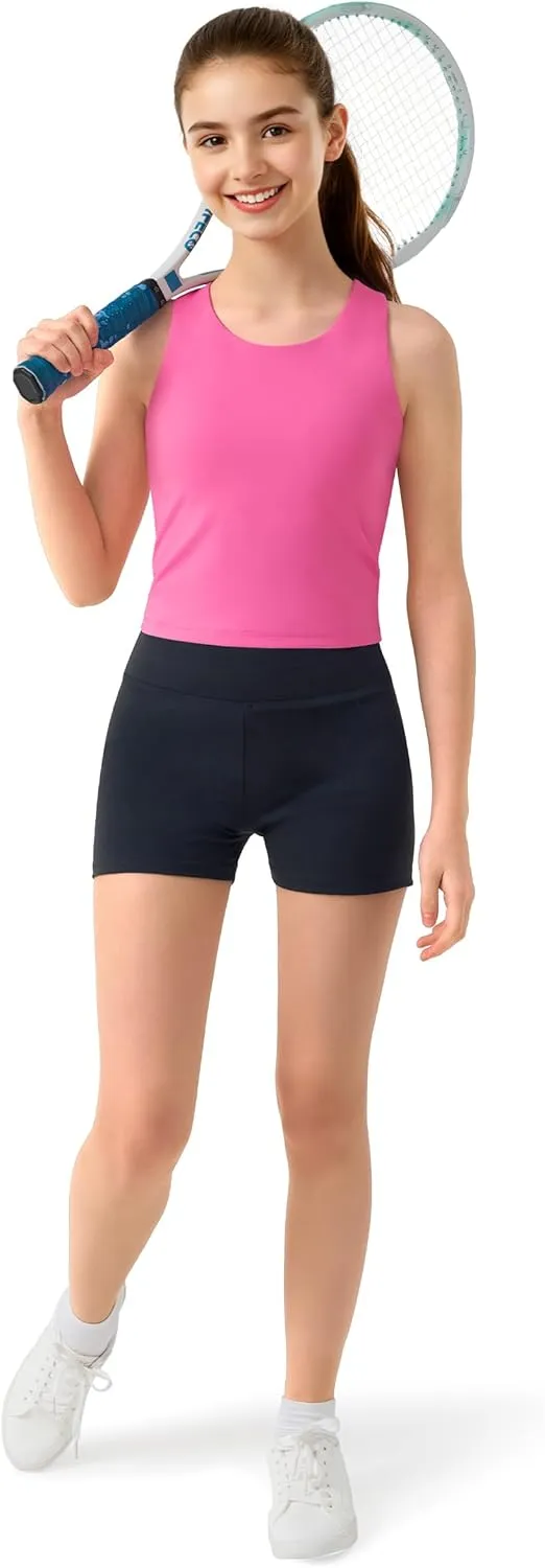 JOCMIC Girls Tank Tops Athletic Shirts Double-Lined Racerback Workout Tops High Elasticity for Gymnastics Yoga
