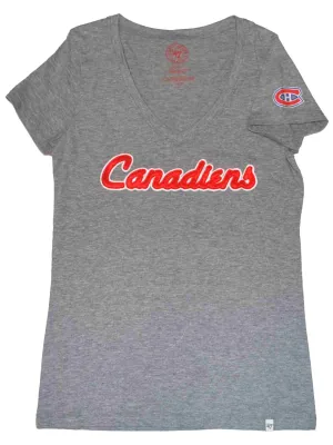 Montreal Canadiens 47 Brand Women Gray Red Logo Short Sleeve V-Neck T-Shirt (S)