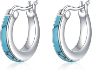 Moonstone/Pink Opal/Blue/Abalone Hoop Earrings for Women Sterling Silver Small Hoop Earrings Teardrop Huggie Earrings Jewelry Gifts