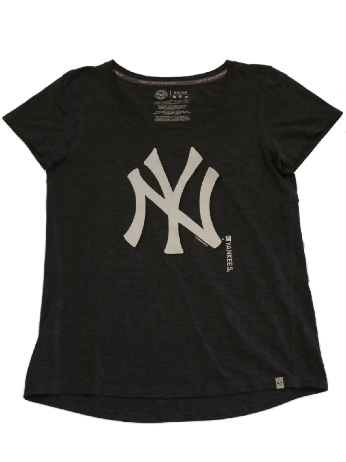 New York Yankees 47 Brand WOMEN Gray & White Short Sleeve Crew T-Shirt (M)