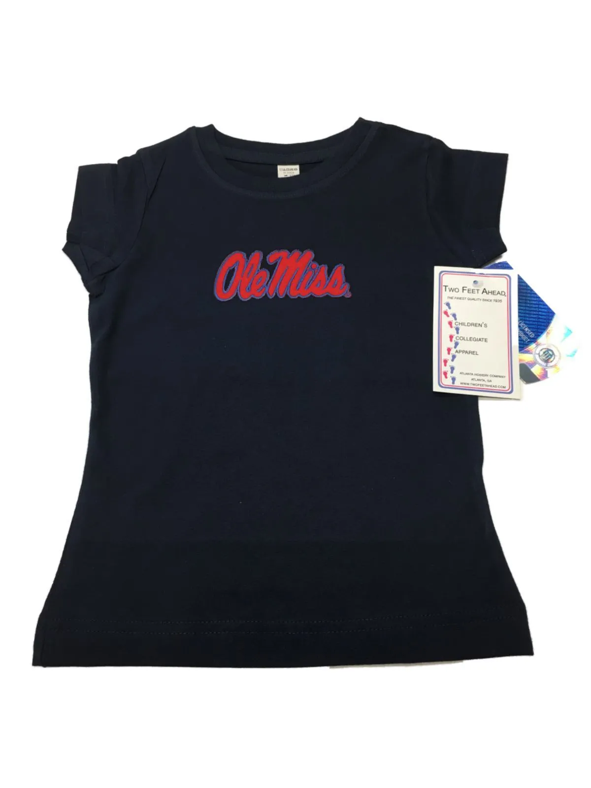 Ole Miss Rebels Two Feet Ahead Toddler Girls Navy Longer Length T-Shirt