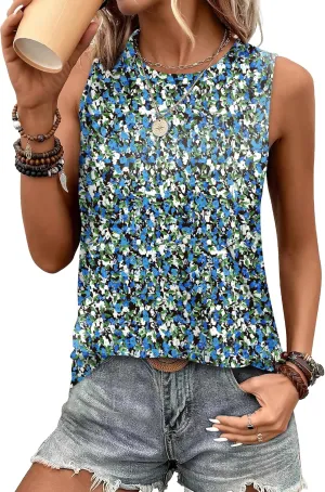 SAMPEEL Womens Tank Tops Eyelet Loose Casual Summer Tops Crew Neck Basic Sleeveless Shirts Trendy 2025