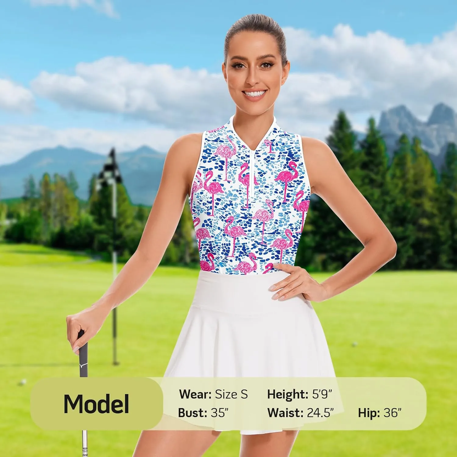 Soneven Women's Sleeveless Golf Shirt Racerback Polo Shirts with Pockets Tennis Tops Golf Tanks Pickleball Shirts