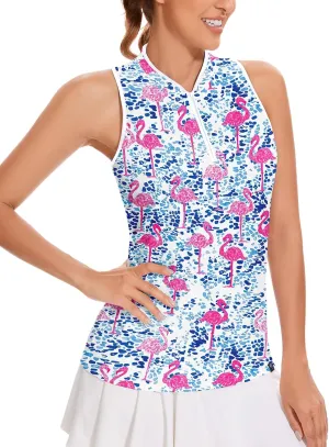 Soneven Women's Sleeveless Golf Shirt Racerback Polo Shirts with Pockets Tennis Tops Golf Tanks Pickleball Shirts
