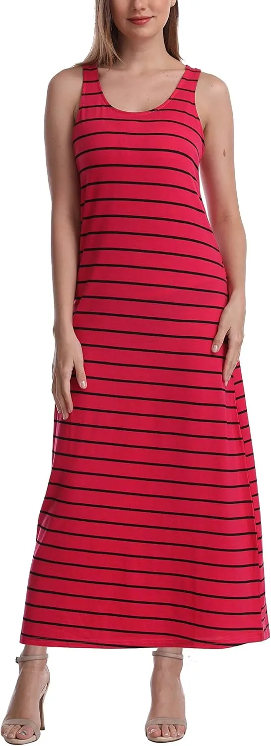 SUMONA Women Long Tank Tops Ankle Length Maxi Dress Bodycon Sleeveless Racerback