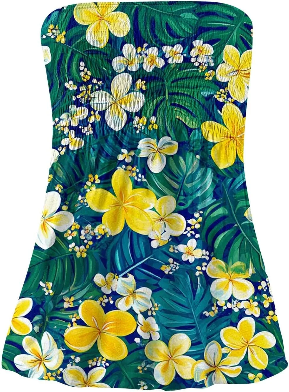 Tube Tops for Women Sleeveless Smocked Ruffled Tanks Strapless Floral Print Tube Tops Lightweight Sexy Bandeau