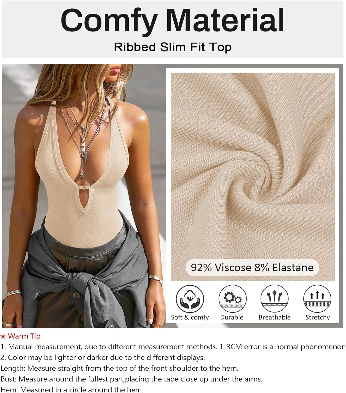 Women's Sexy Deep V Neck Halter Tops for Women Ribbed Racerback Tank Slim Fit Trendy Y2k Summer Going Out Sleeveless Top