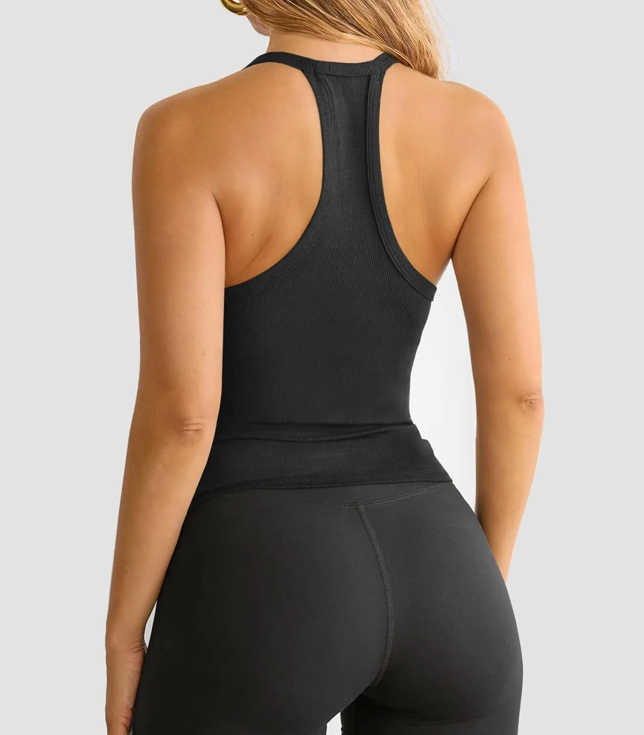 Women's Sexy Deep V Neck Halter Tops for Women Ribbed Racerback Tank Slim Fit Trendy Y2k Summer Going Out Sleeveless Top
