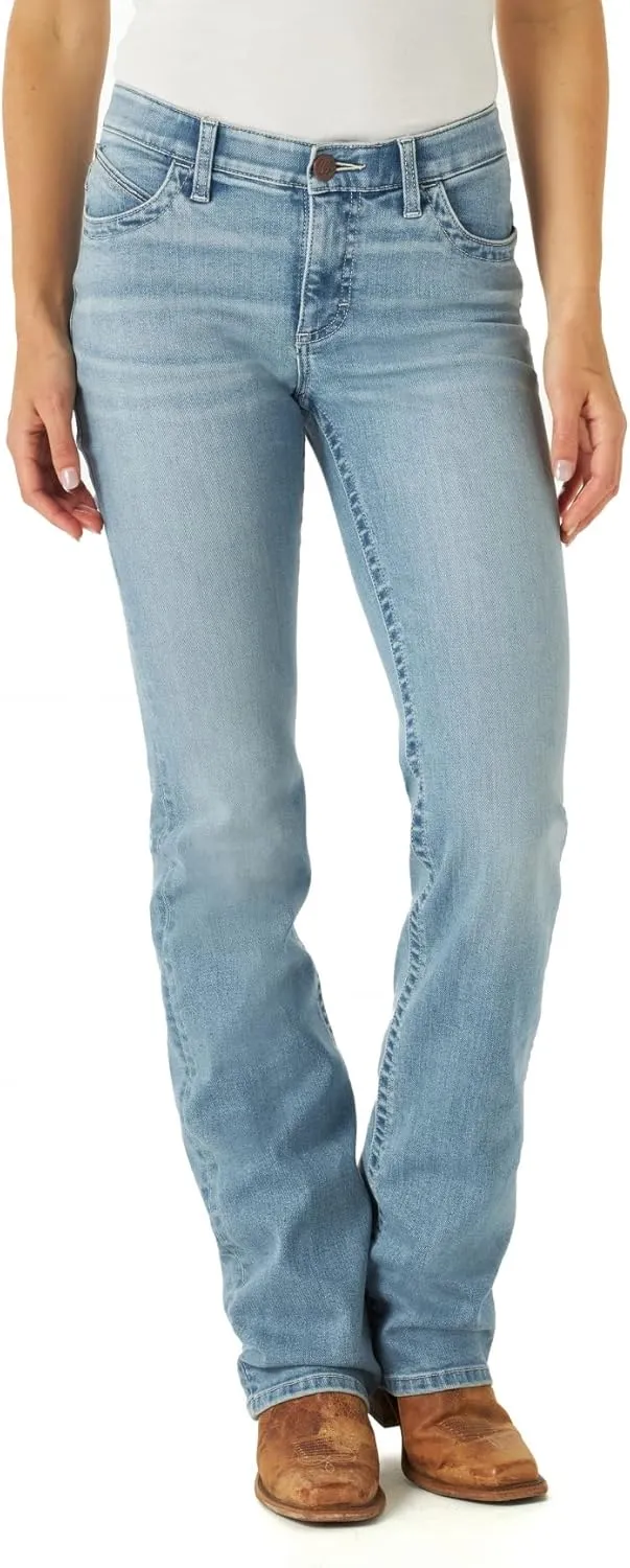 Wrangler Women's Willow Mid Rise Performance Waist Boot Cut Ultimate Riding Jean, Light Wash, 15-34