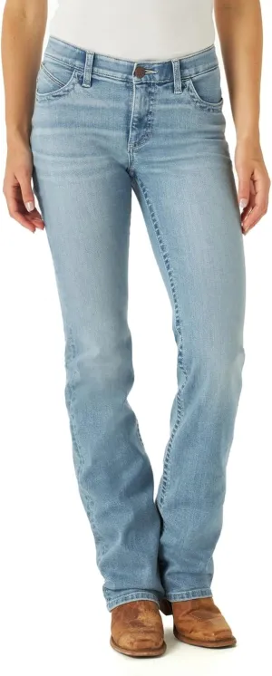 Wrangler Women's Willow Mid Rise Performance Waist Boot Cut Ultimate Riding Jean, Light Wash, 15-34